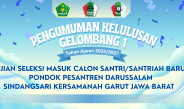 PENGUMUMAN HASIL SELEKSI CALON SANTRI BARU TA. 2026-2027 M GELOMBANG 1